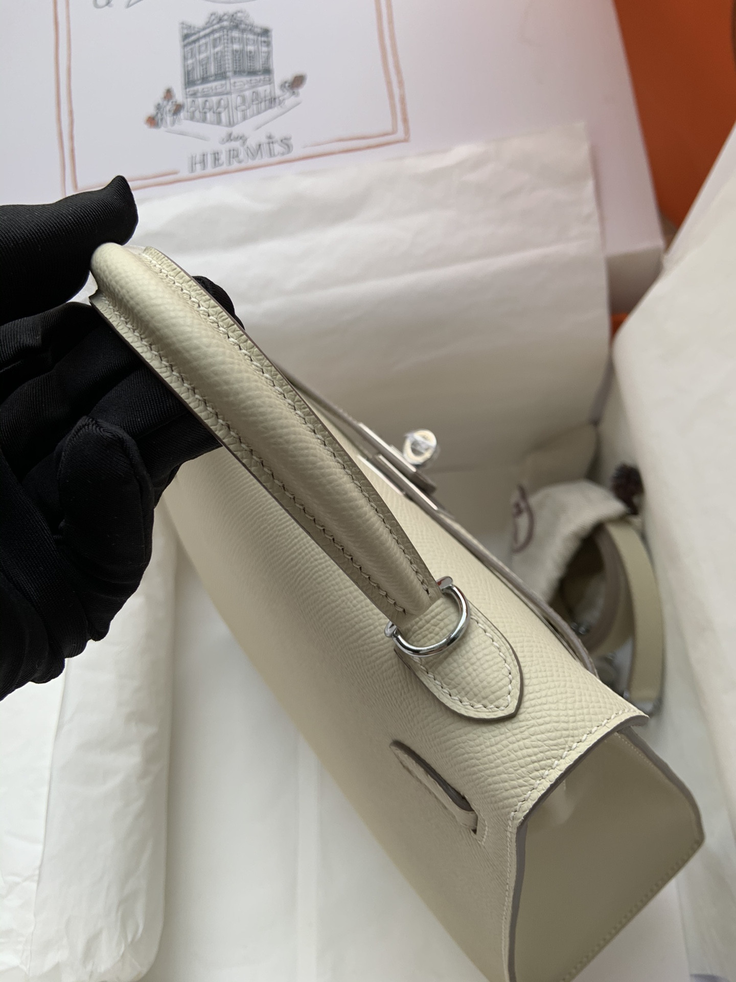 HERMÈS Kelly Silver-tone Hardware 25 28