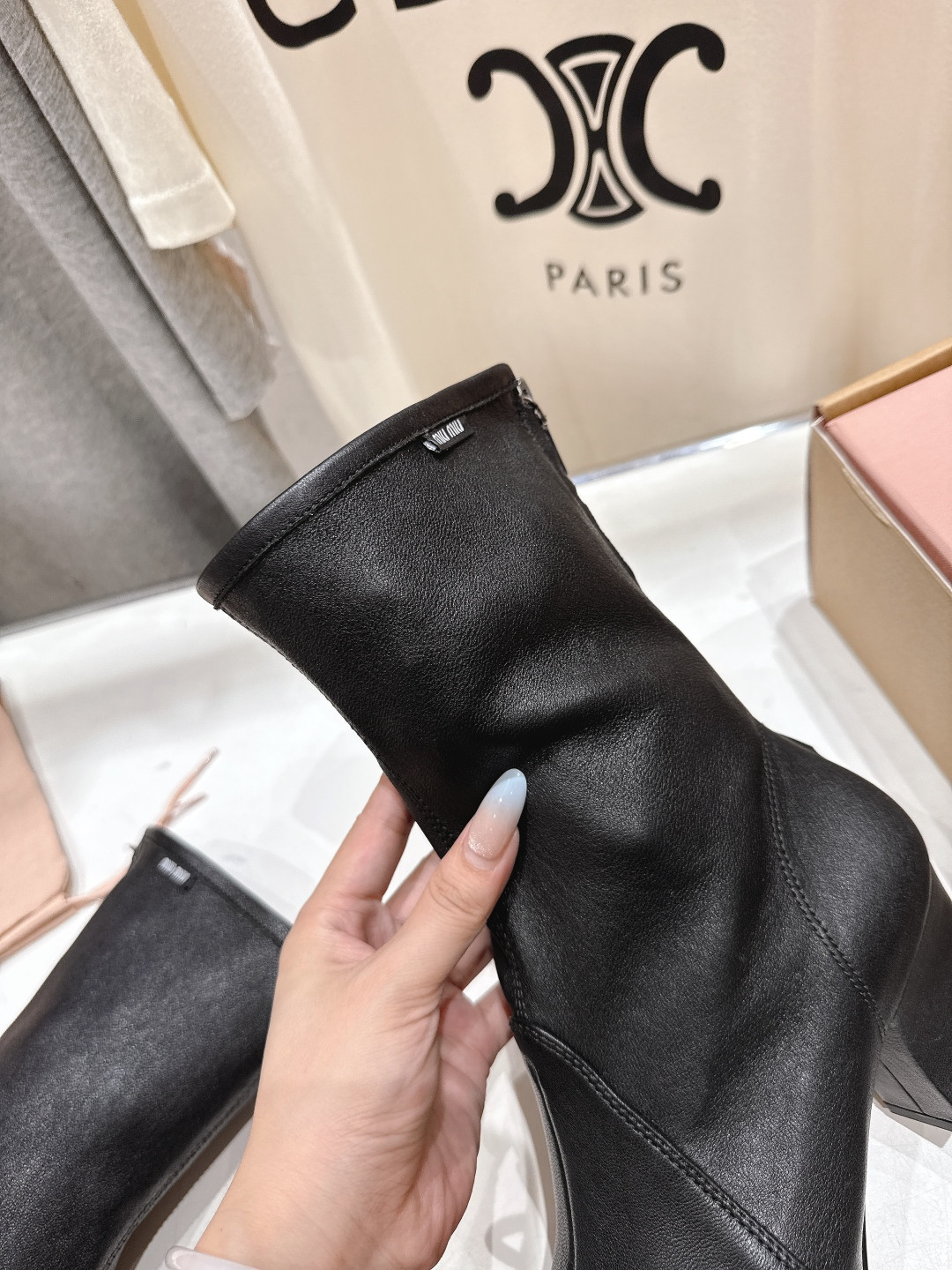 UA Miu Miu Nappa Leather Booties 7cm Heel