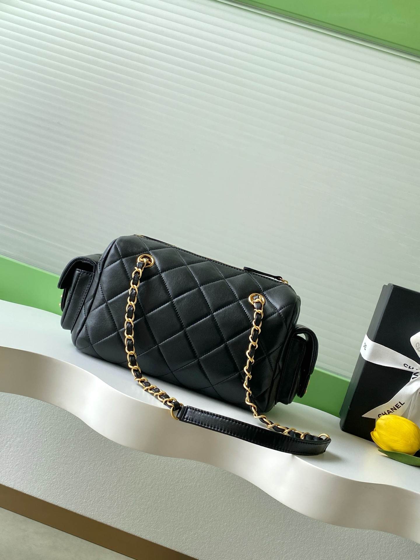 Ch*el small bowling bag 15.5x24x11.5cm