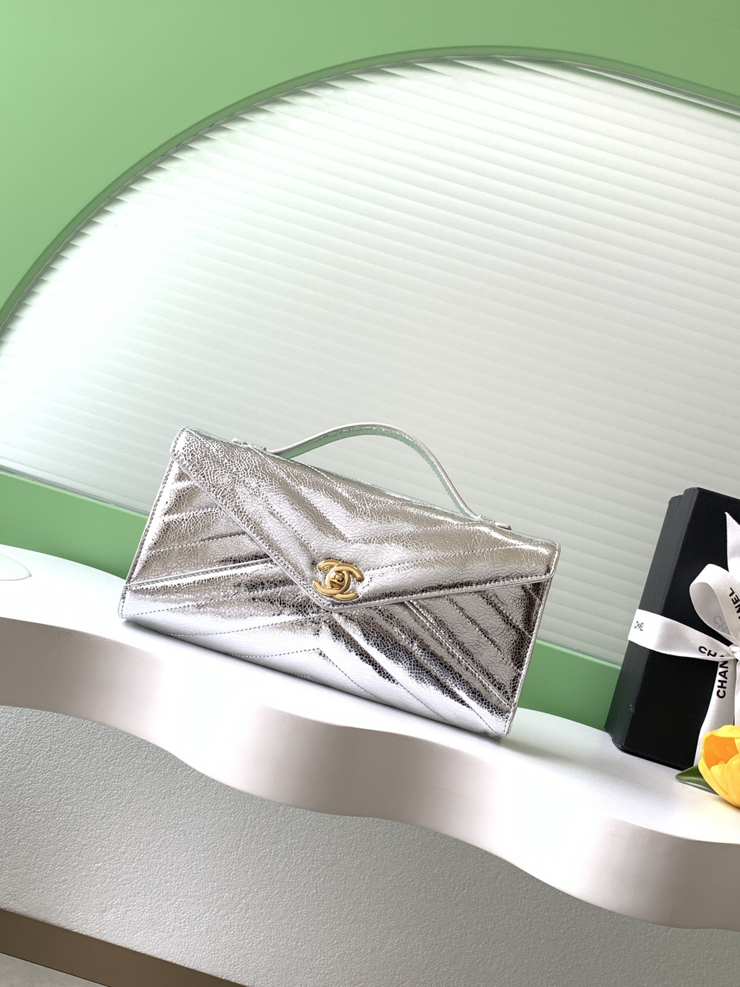 Ch*el holiday collection clutch 10x26x5cm